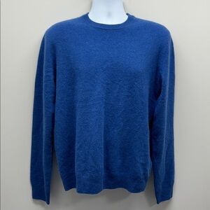 Paolo Mondo 100% 2 Ply Cashmere Sweater Crewneck Blue Knit Pullover NEW Men M